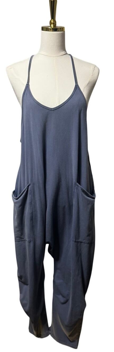 Free People FP Movement Hot Shot Onesie Jumpsuit Washed Blue Size Small